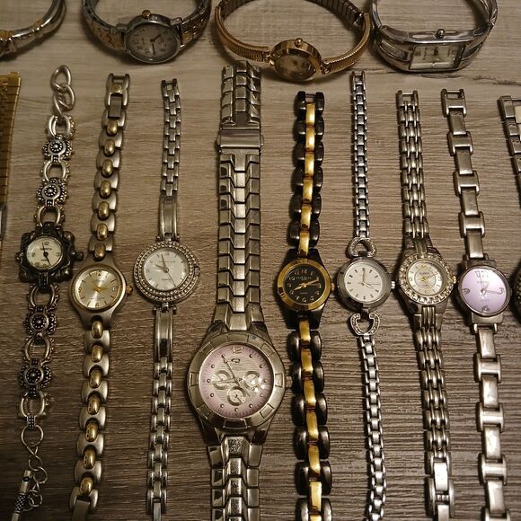 Lot 35+ Watches Parts/Repair ALL Metal Timex Pulsar Citizen Rumours Anne Klein